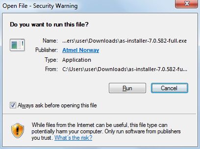 Run Atmel Studio installer