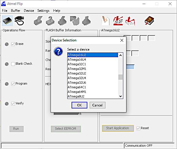 FLIP software device selection